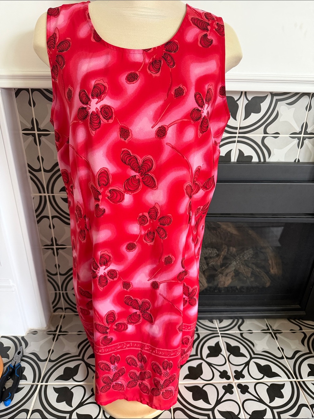 90s/y2k Jessica Red Pink Floral Sleeveless Dress